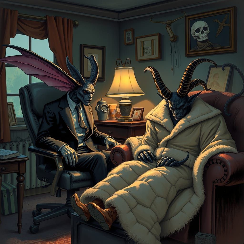 Mothman the Therapist Listens to Krampus