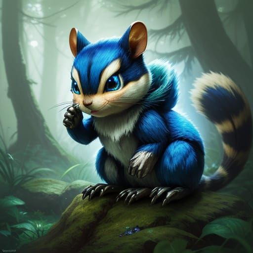 Robot Chipmunk in Forest: Digital Concept Art