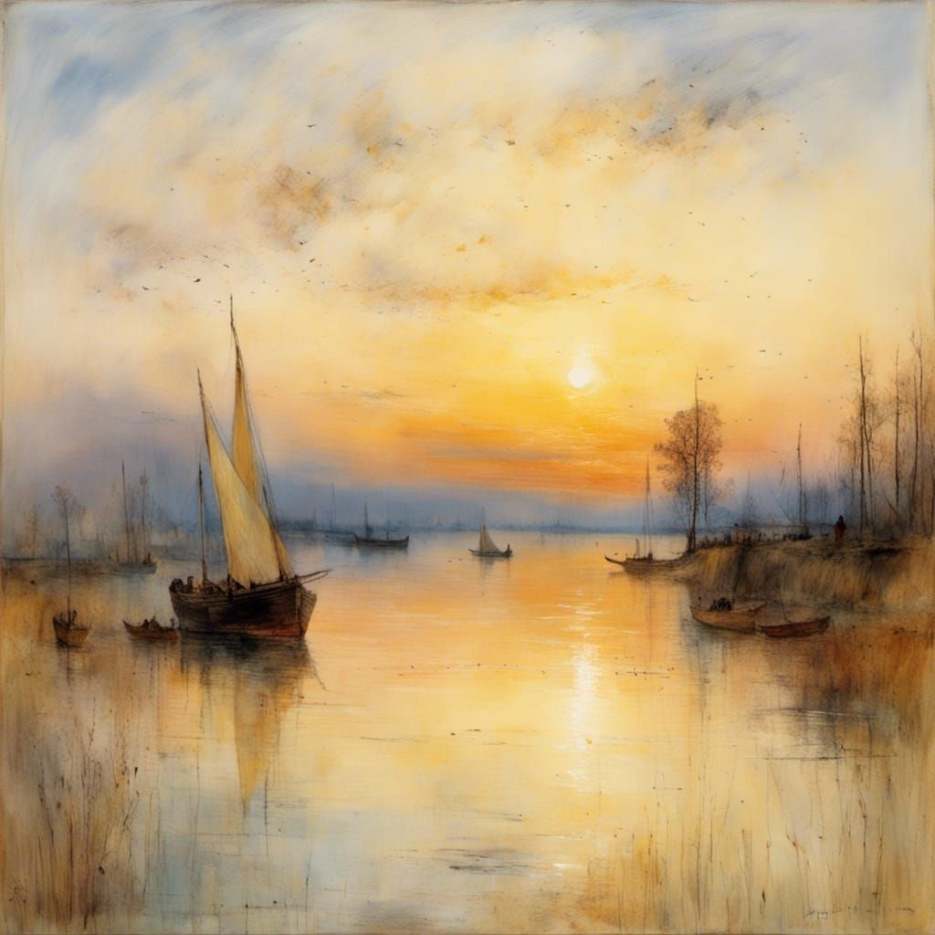 Ethereal Landscape in Watercolor and Abstract Style