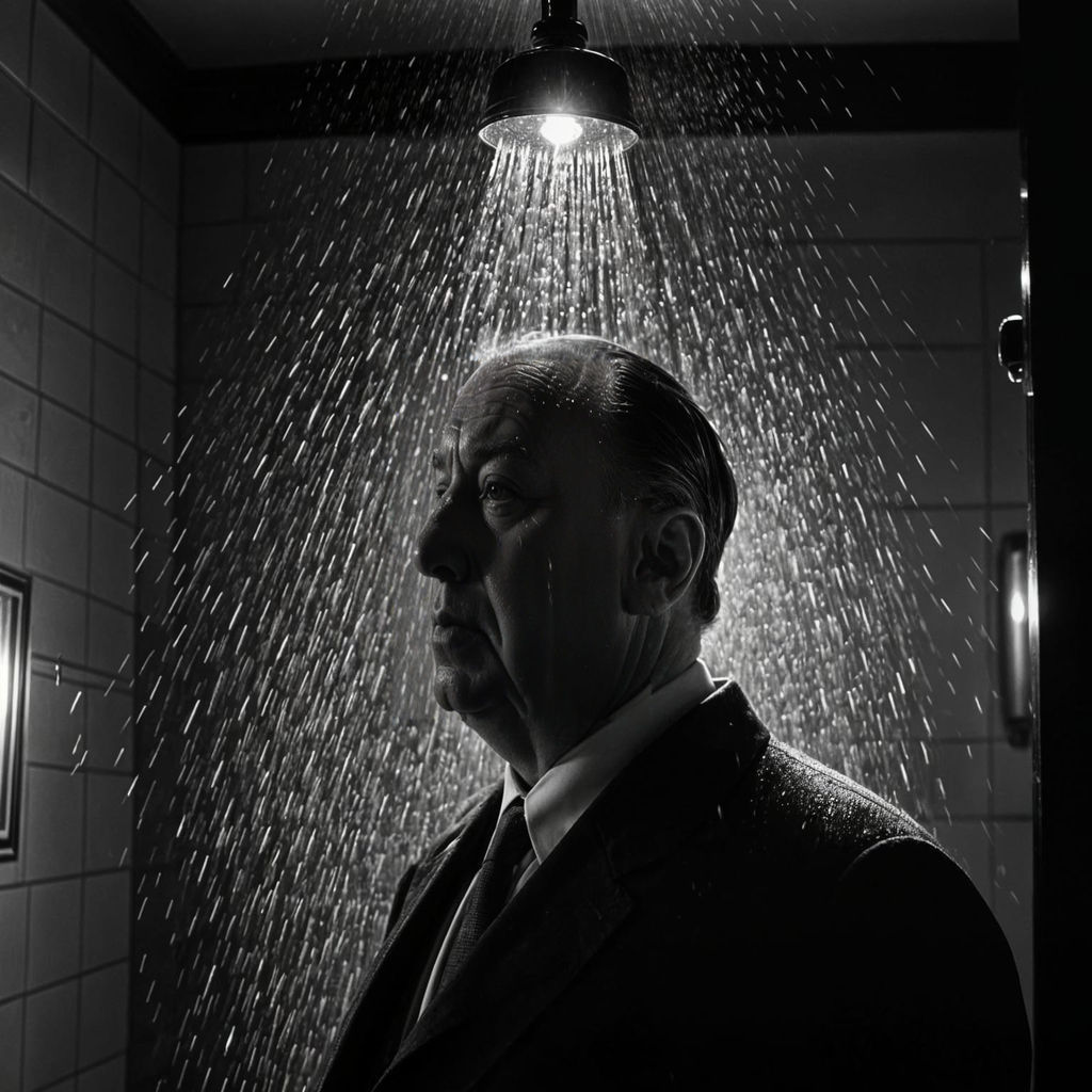 Hitchcockian Shower Scene: A Surreal AI Image