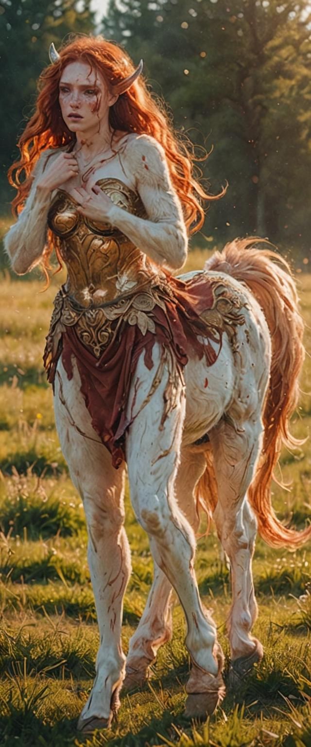 Red-Haired Centaur Dancing in a Sunny Meadow
