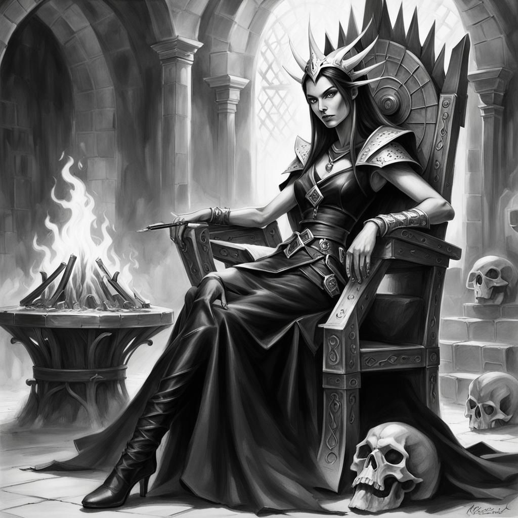 Fantasy Witch Queen on Boneskull Throne