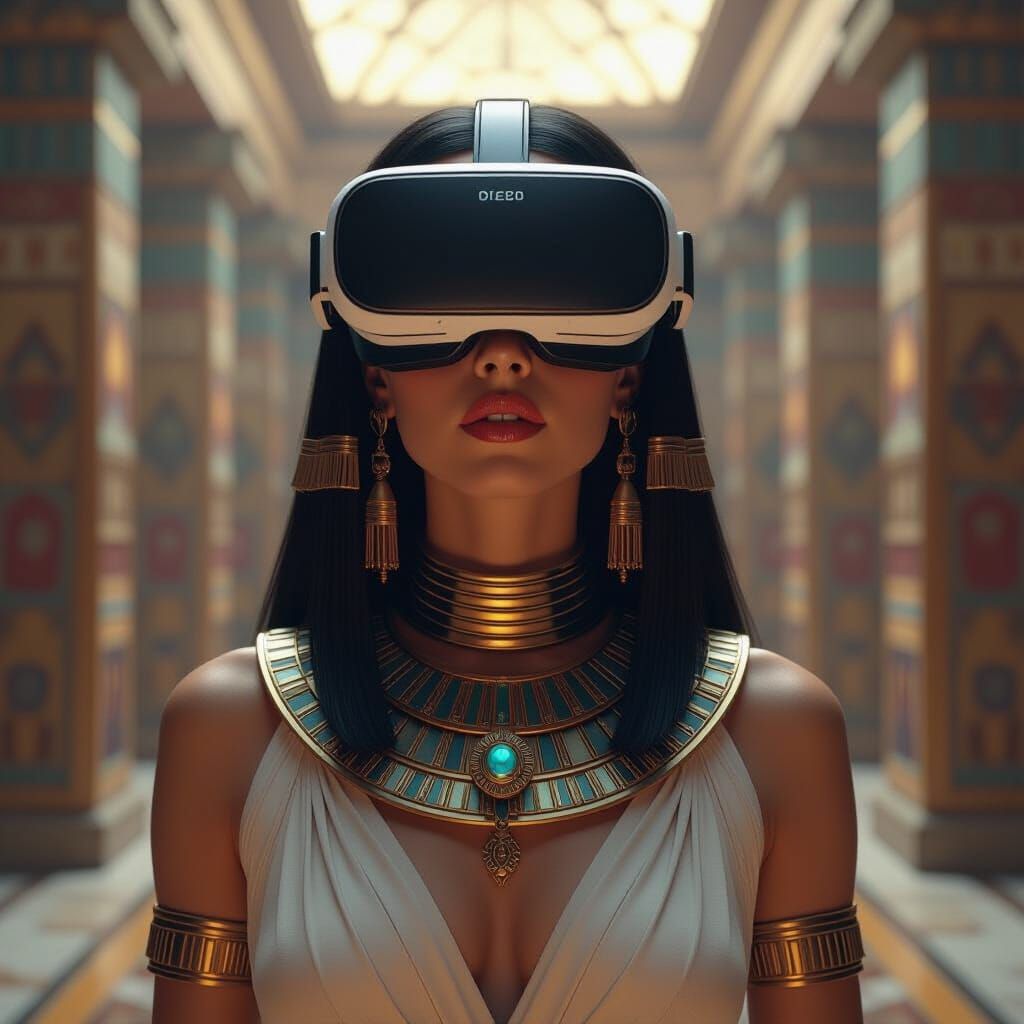 Cleopatra in Futuristic VR Goggles