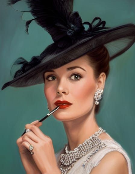 Elegant Woman in Fancy Hat Portrait