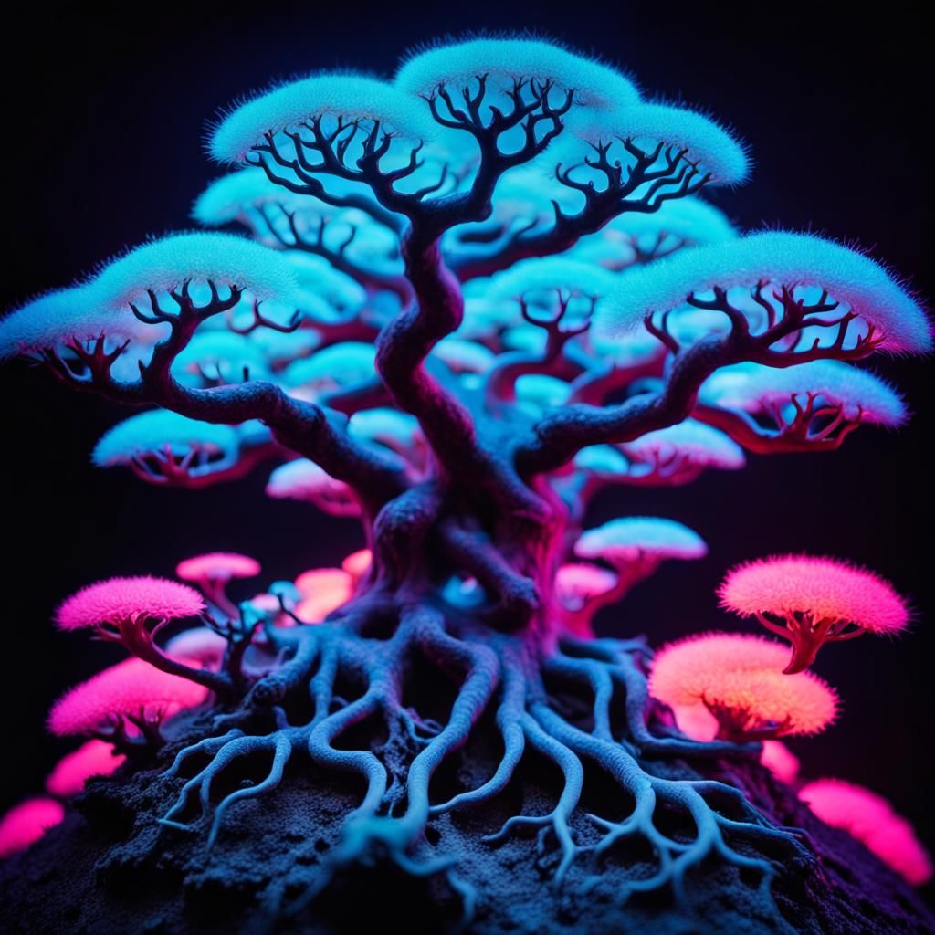 Surreal Bonsai Double Exposure in Salvador Dali Style