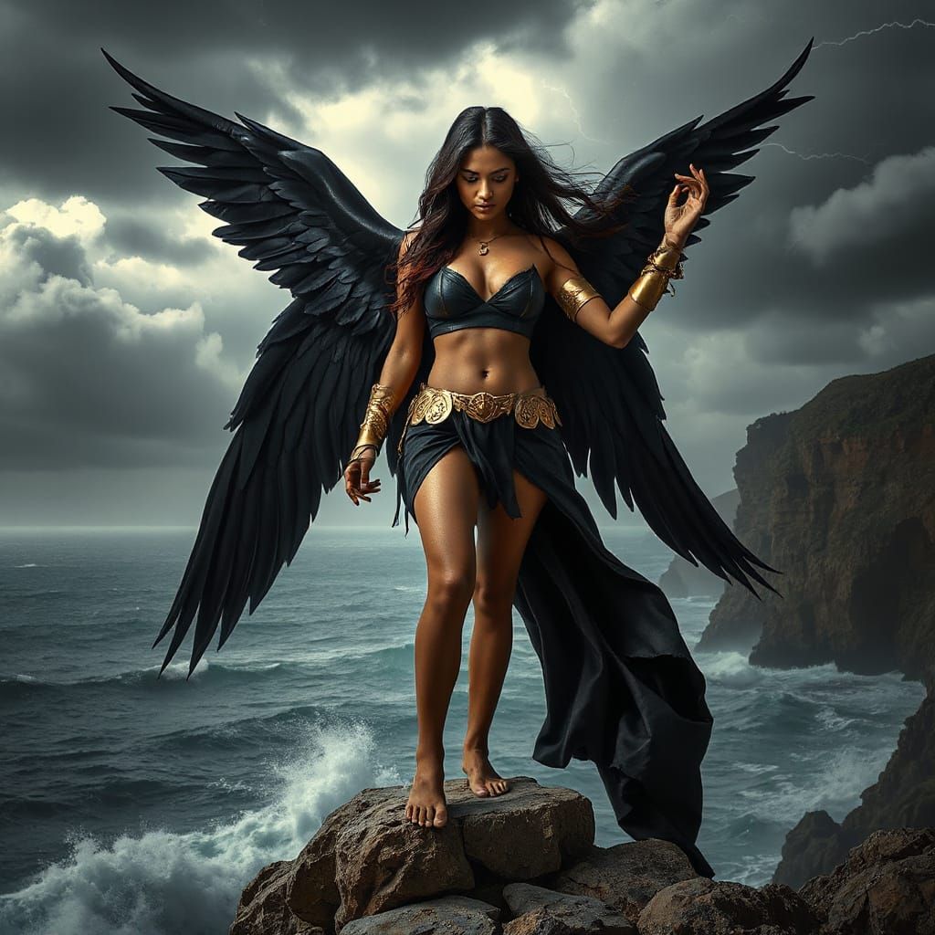 Andhra Woman as Herald of the Storm with Feathered Wings