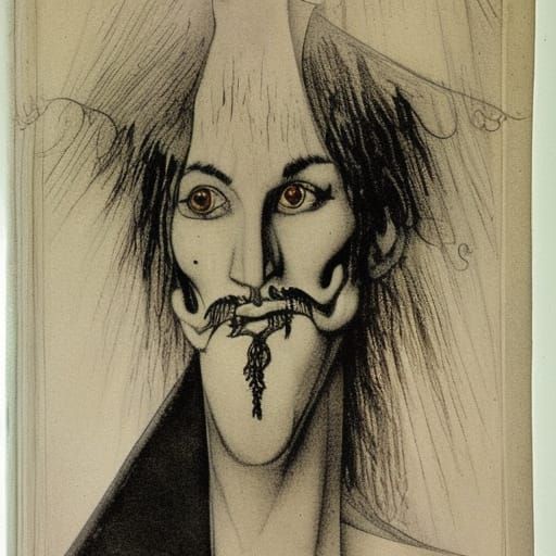 Vampire Lord with Aquiline Nose in Vrubel Style