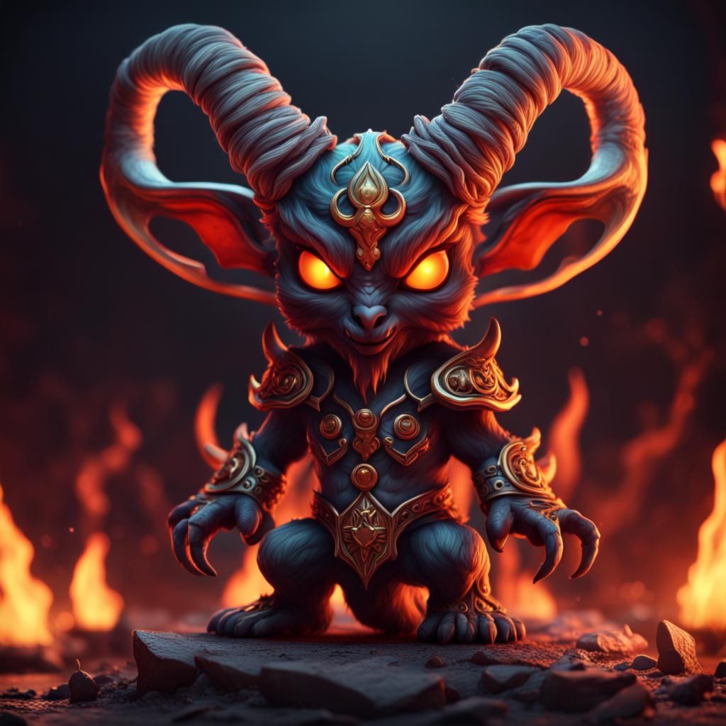 Chibi Hellfire Baphomet: Detailed Matte Painting