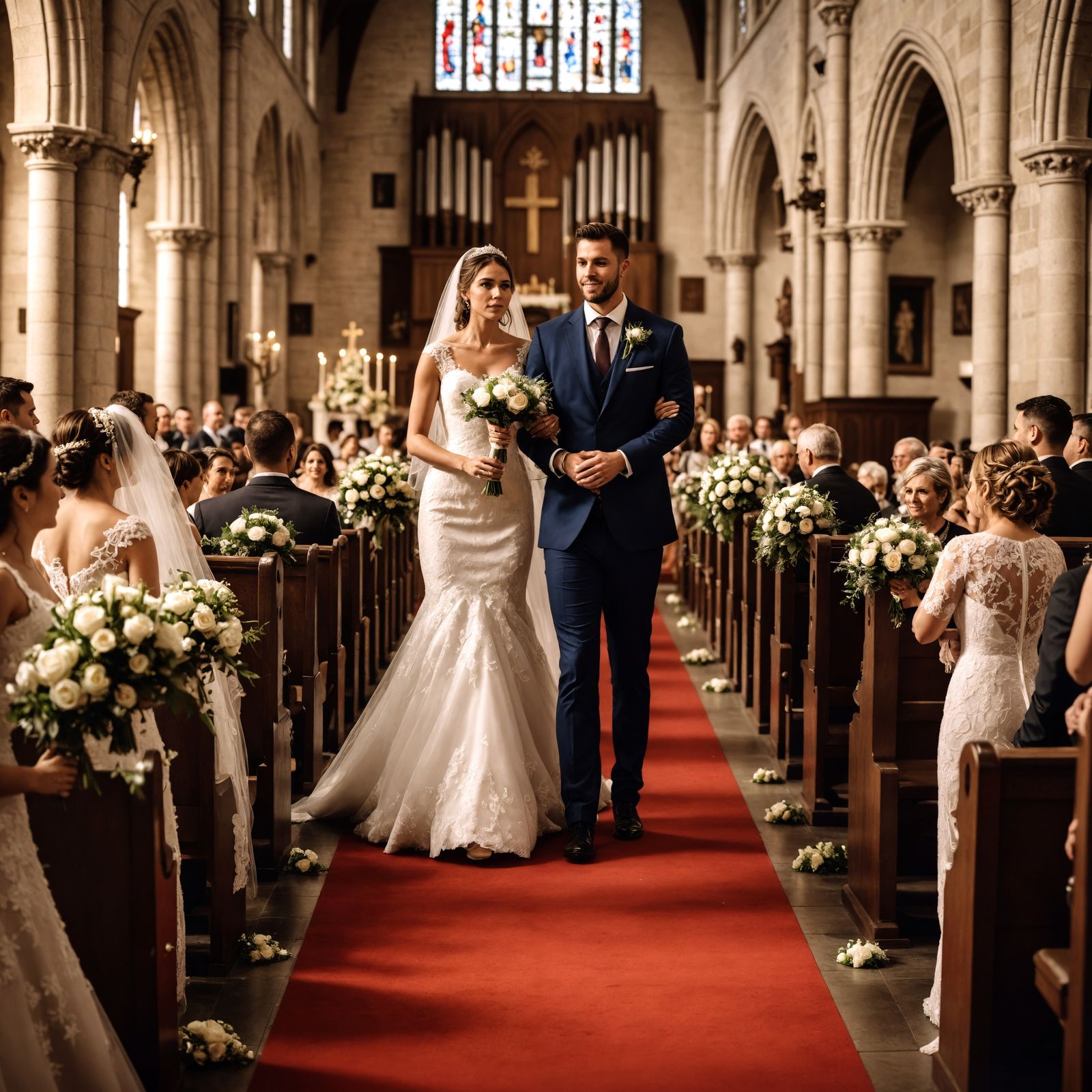 Hyperrealistic Church Wedding Scene in Cinematic Style