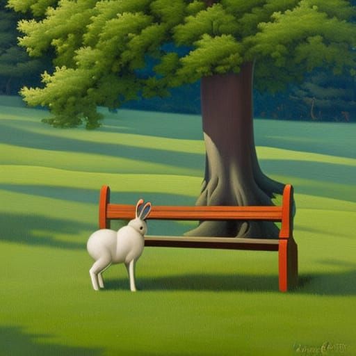 Cartoon Bunny Picnic in Cottagecore Oil Painting Style