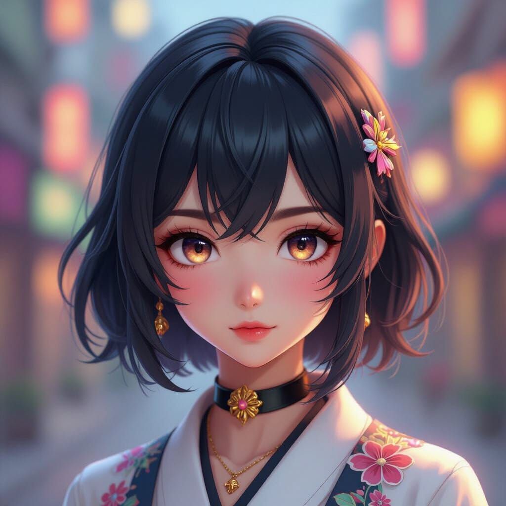 Anime-Inspired 3D Portrait in Hyperrealistic Detail