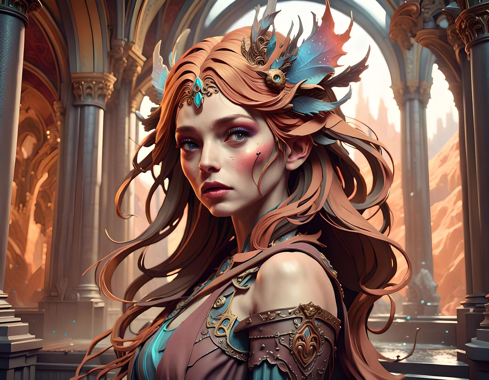 Fantasy Amazon Portrait in Digital Matte Painting Style