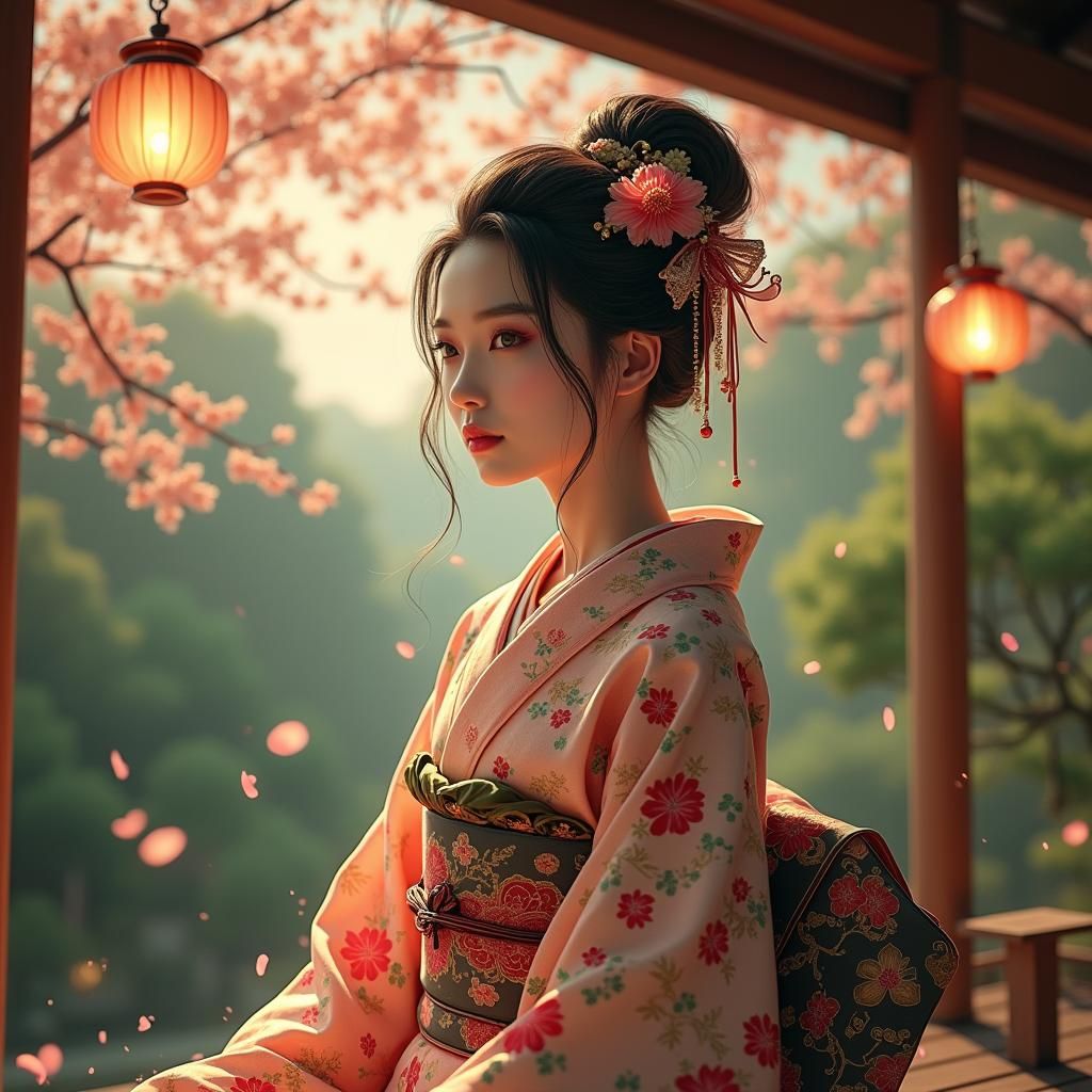 Edo Period Courtesan in Tea Ceremony: 8k Matte Painting