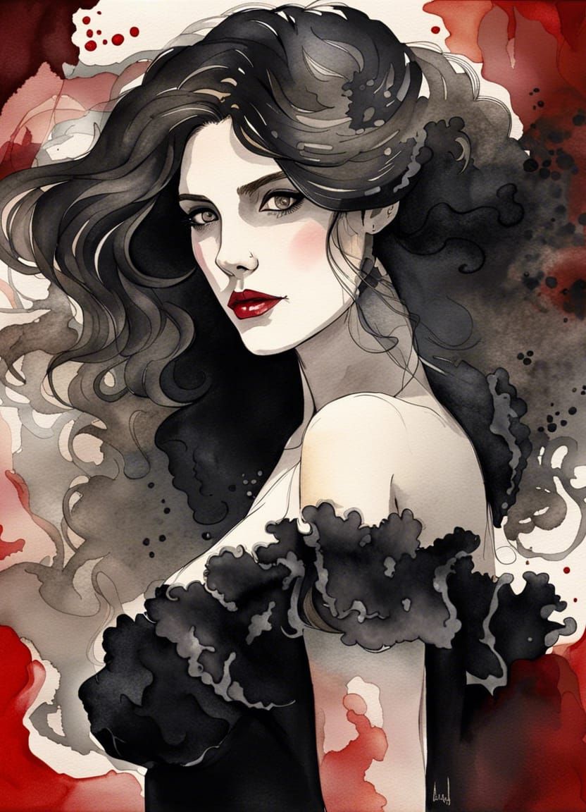 ink and watercolor illustration in the style of Abigail Larson (?)