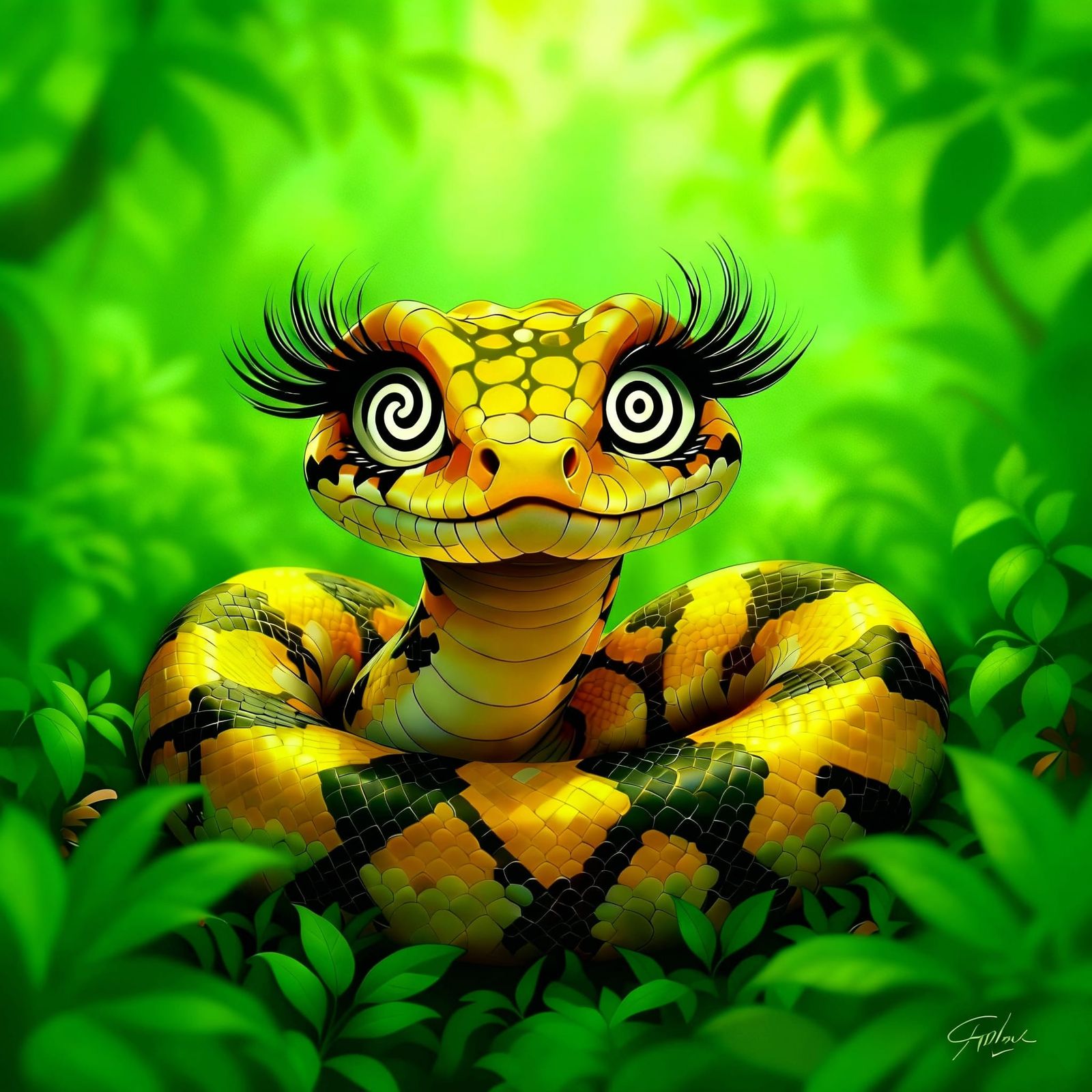 Hypnotized Indian Rock Python with Large Eyelashes