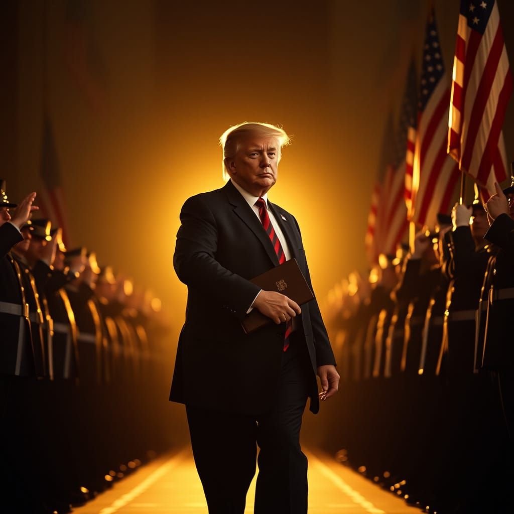 Confident Leader Walking with American Pride and Faith