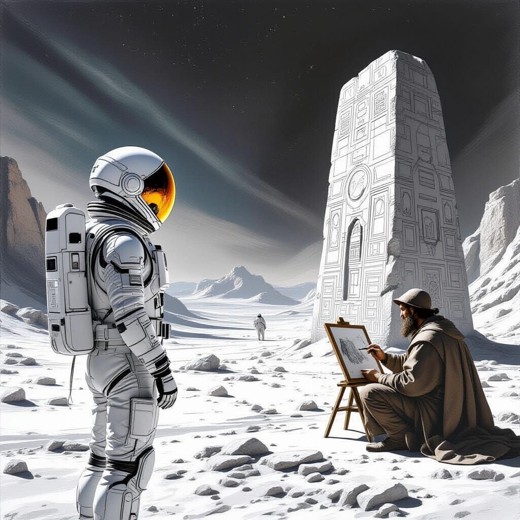 Explorer Meets Renaissance Artist on Alien World