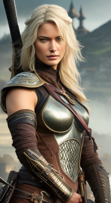 Ciri in Intricate Armor: Digital Illustration