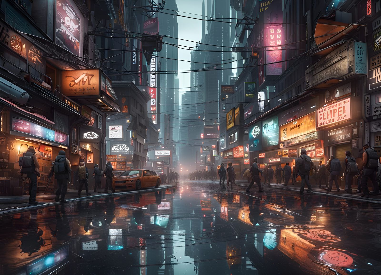 Ultra-Detailed Mega City Street View in Year 4000