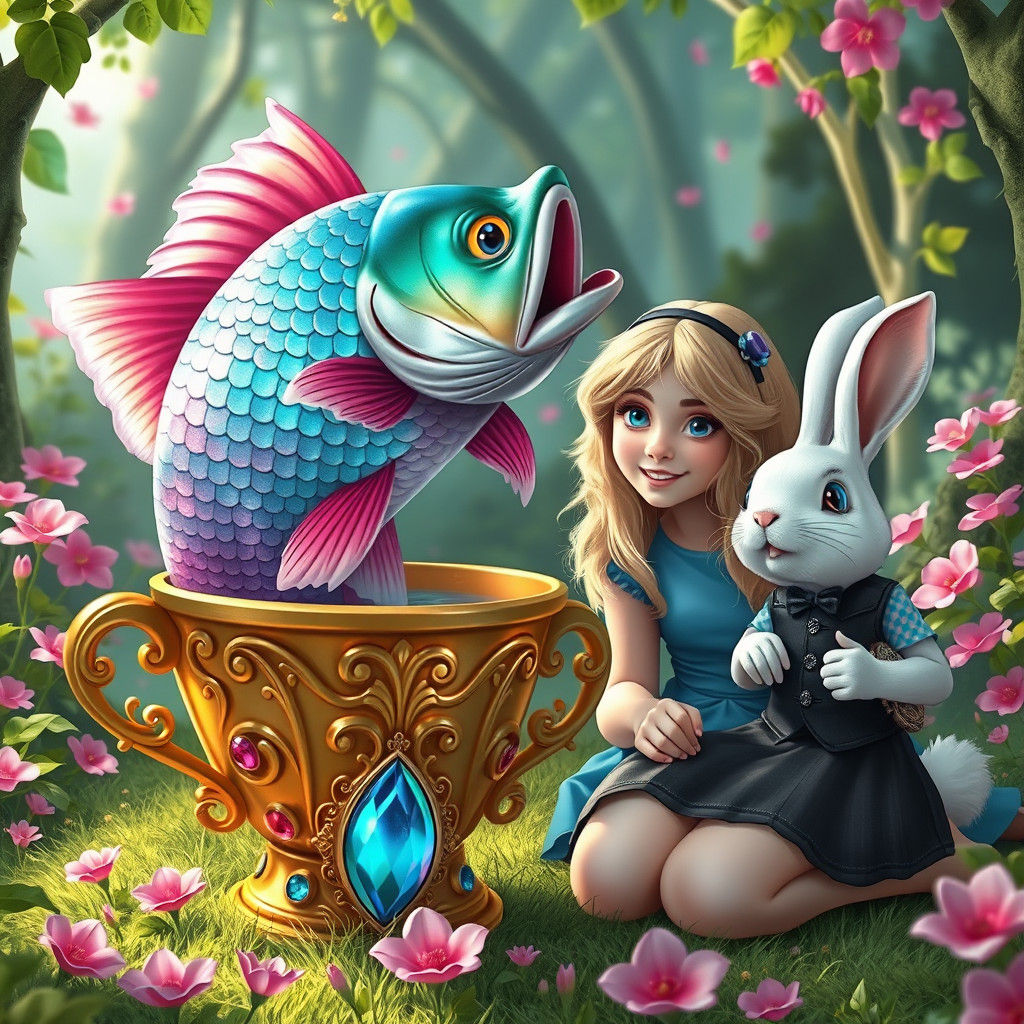 Alice in Wonderland Forest Scene as Digital Illustration