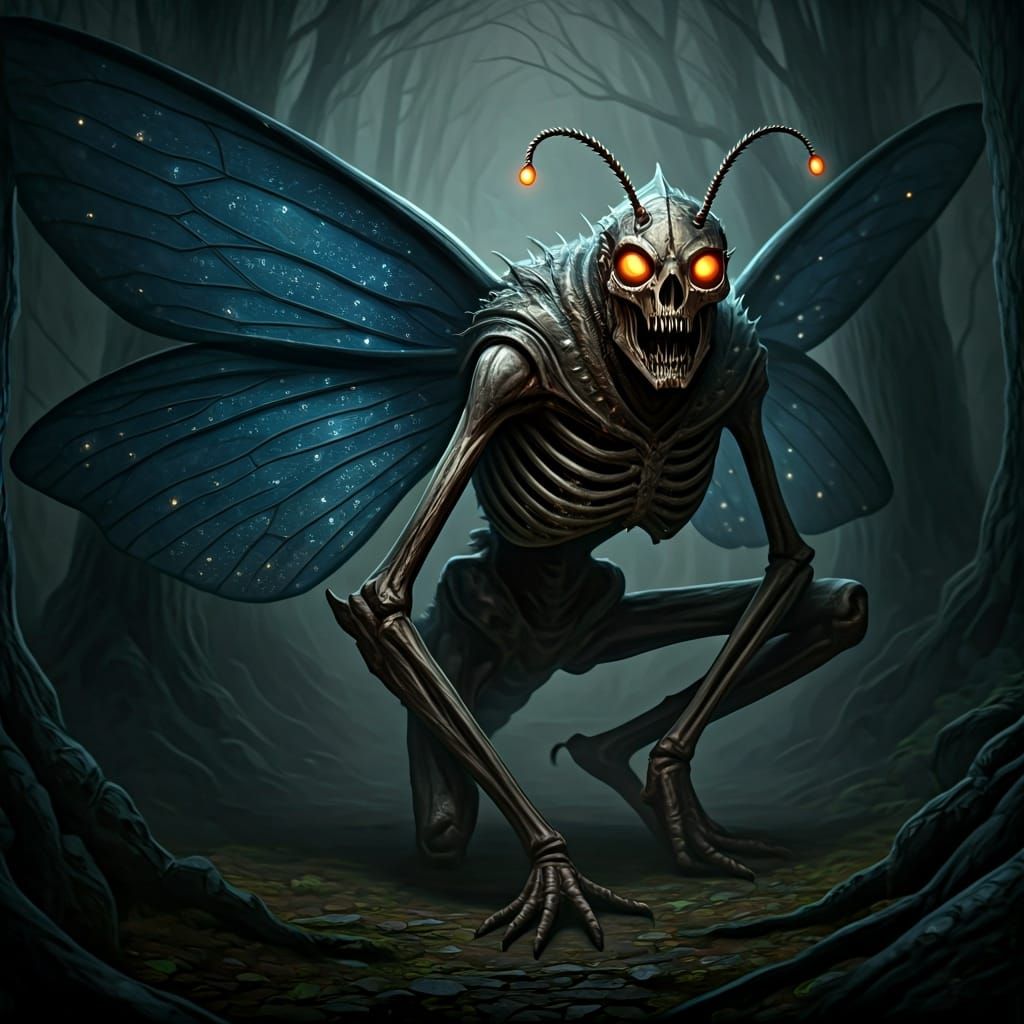 Nightmarish Creature in Misty Forest, Cinematic Rendering