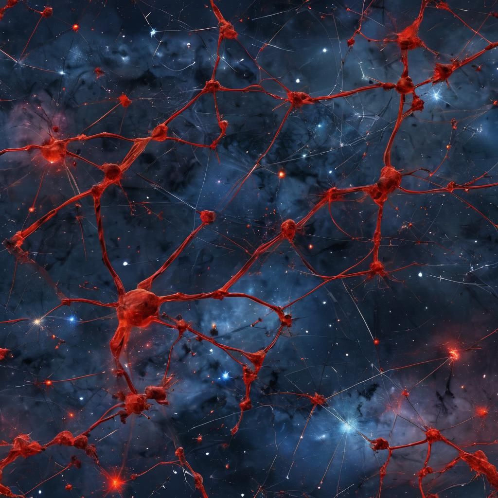 Fiery Sagittarius Constellation in Indigo and Red