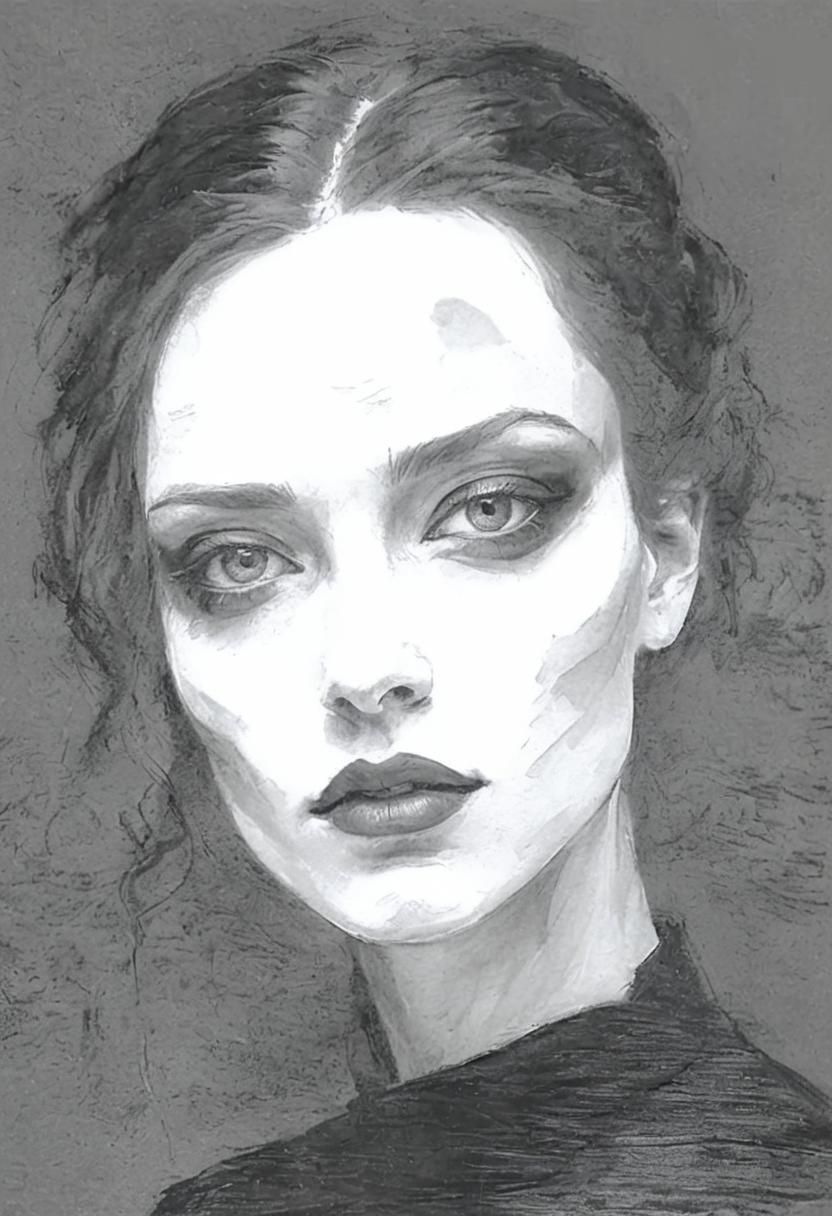 Charcoal Portrait of a Young Woman in Bold Style