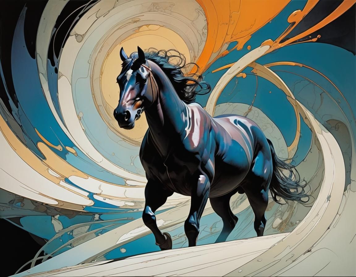 Abstract Art in Style of Moebius, Dali, Shinkawa