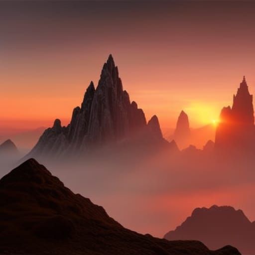 Serene Sunset in Fantasy Art Style