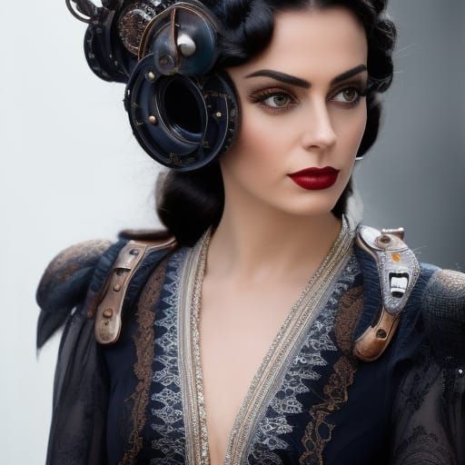 Gorgeous Machinist in Steampunk Workshop: Hyperrealistic Por...