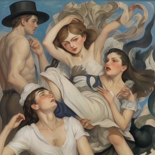 Vintage Bank Scene Inspired by Early 20th Century Masters