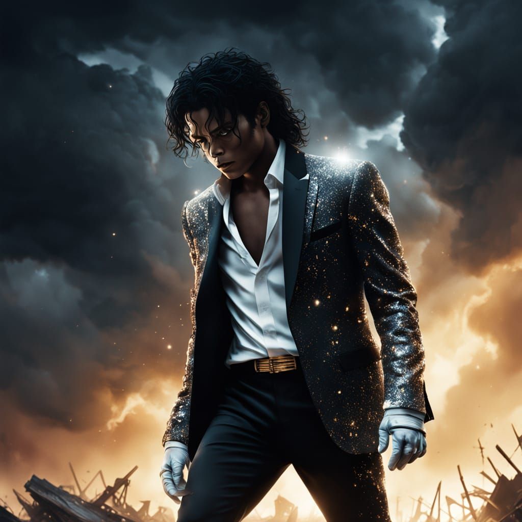 Michael Jackson Moonwalks on Celestial Stage: Digital Painti...