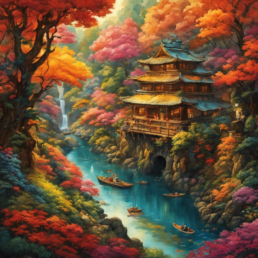 Origami Paper Quilling Fractal Artwork in Pointillism