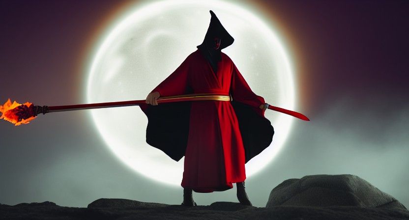 Menacing Fire Reaper Conjuring Flames and Sword