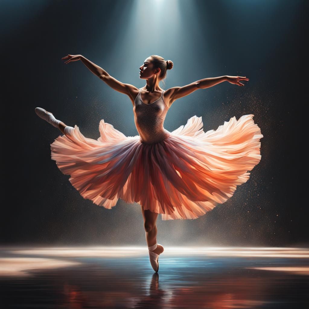 Hyperrealistic Ballerina Dancing Splash Art