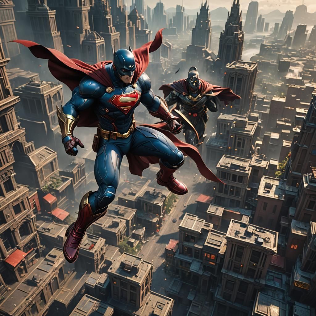 Detailed Superhero Matte Painting in Deep Color