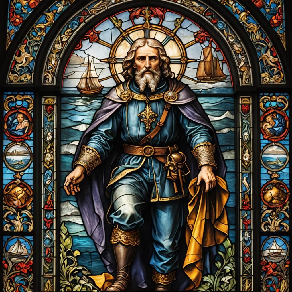 stained-glass ..of a sailer