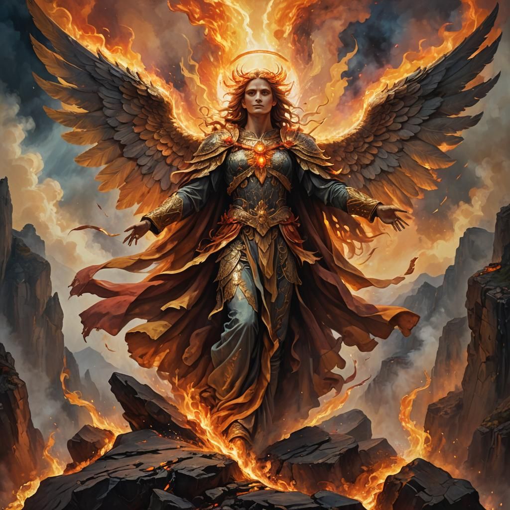 Vibrant Angel in Triadic Flames