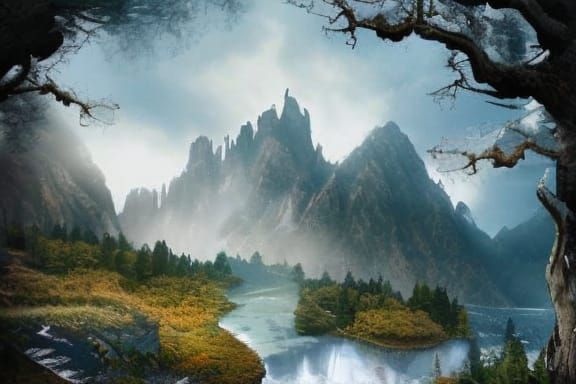 Shire Adventurers in Branchpunk Autumn Landscape