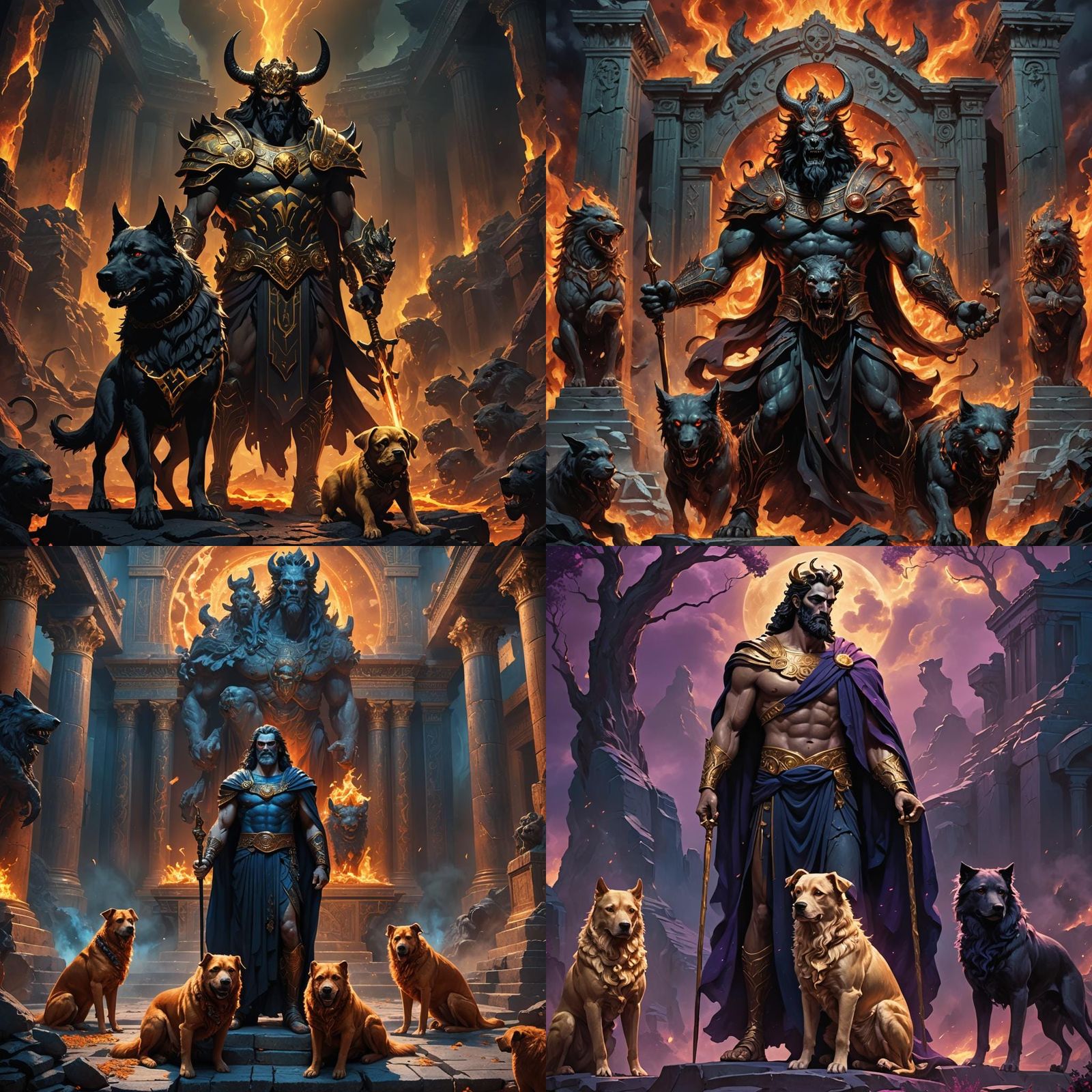 Hades with Dog: Detailed Matte Painting