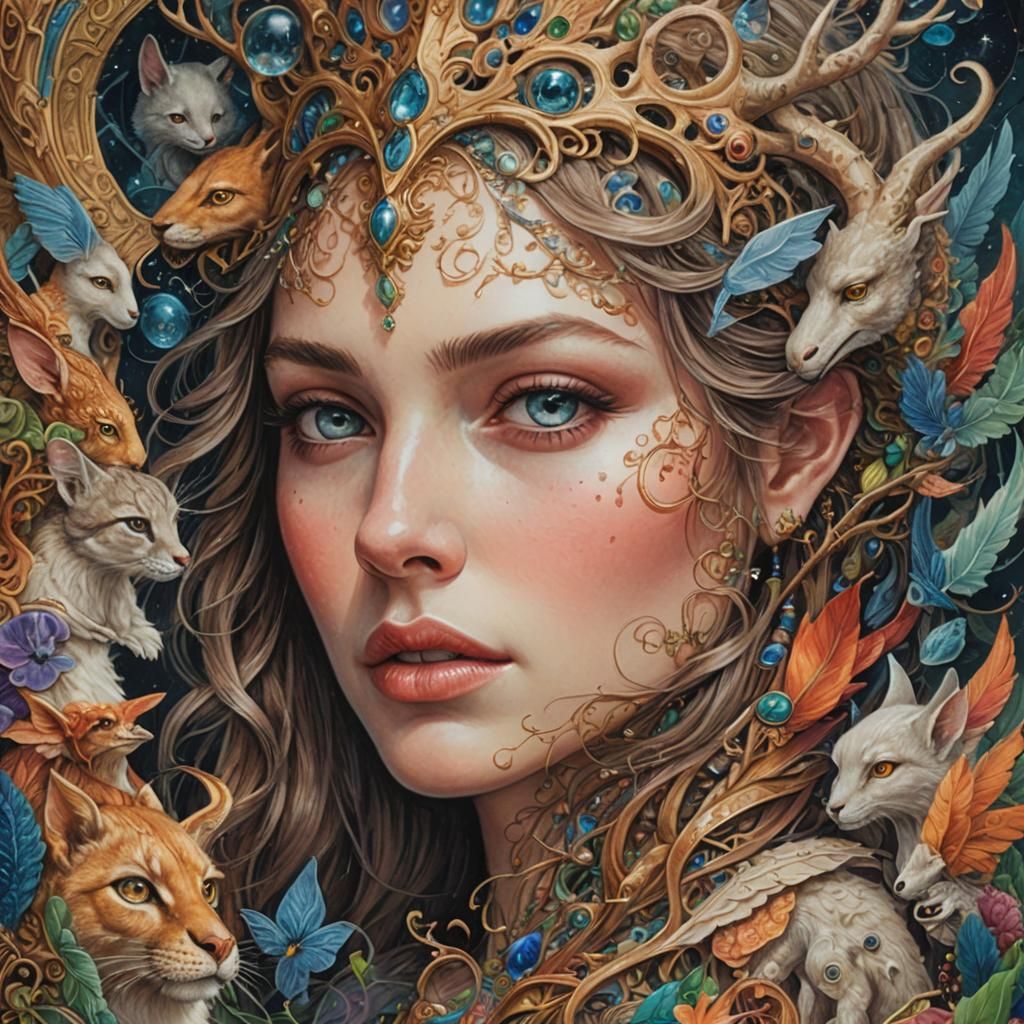 Dreaming People Portrait in Colorful Pencil Style