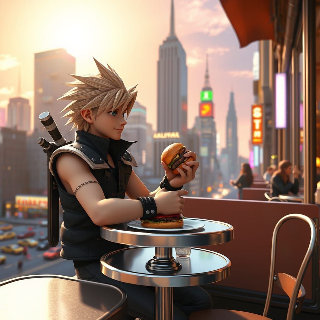 Cloud Strife in New York City, CGI Character Art