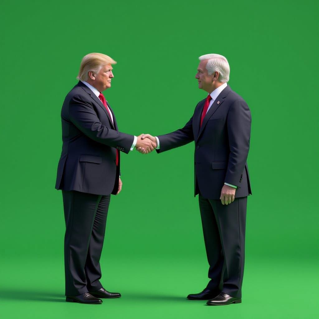 Donald Trump Extends Hand for Handshake, Photorealistic Styl...