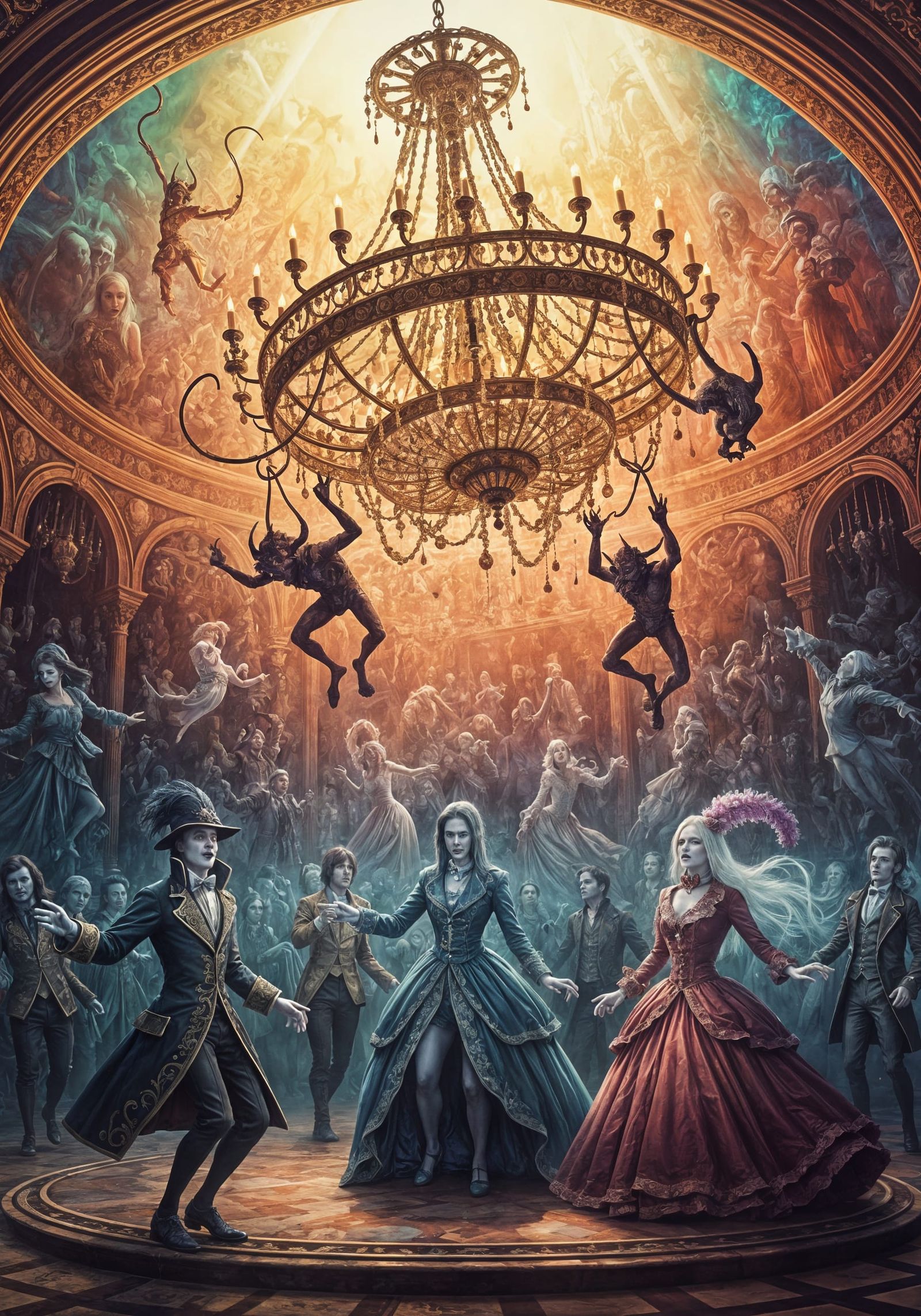 Demons Haunt New Year's Ball in Hyperrealistic Style