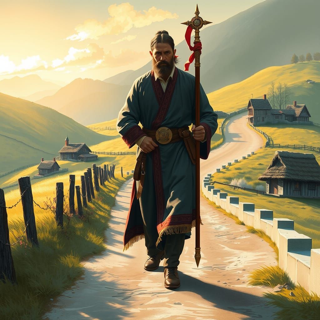 Sigmar Priest in a Medieval Fantasy Landscape