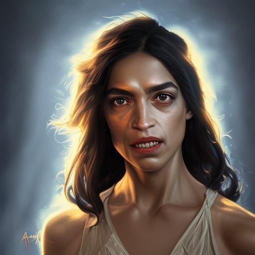 Demonic Portrait of Alexandria Ocasio-Cortez