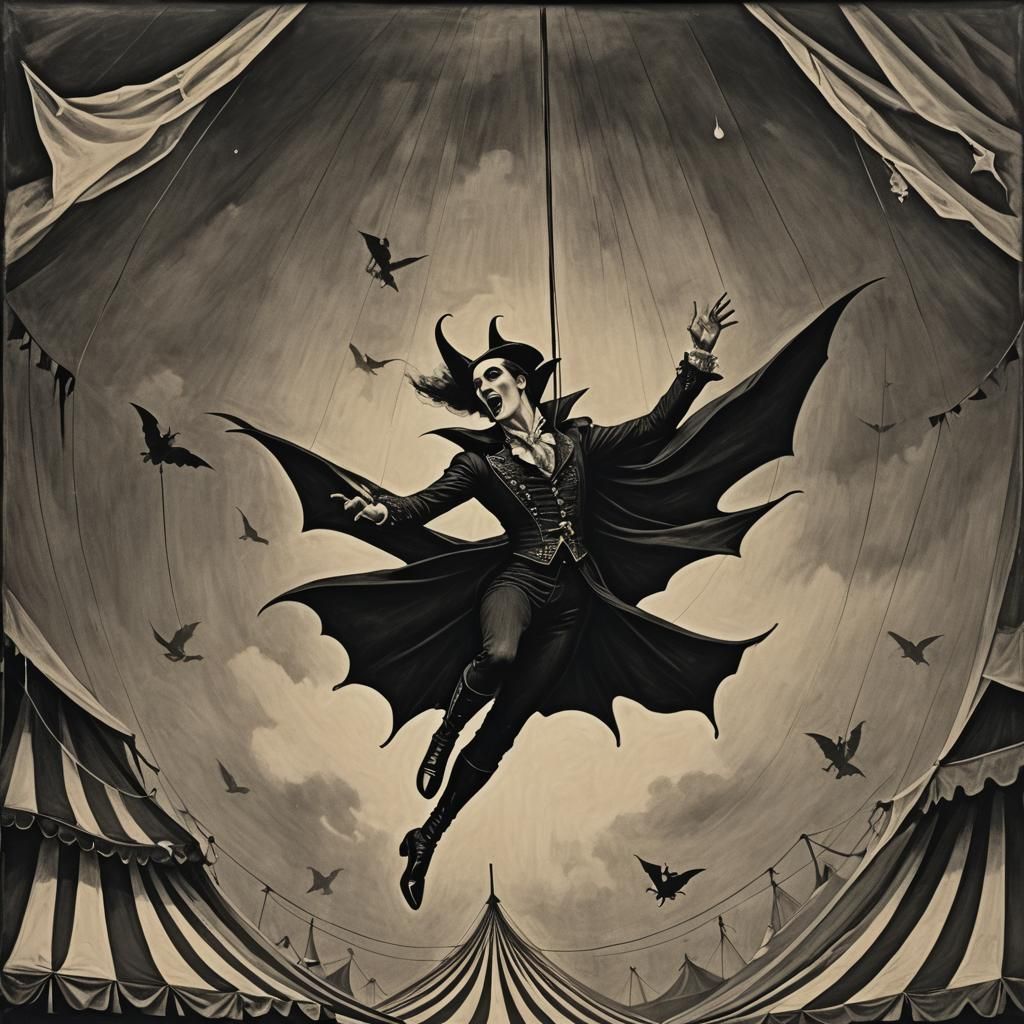 Surreal Vampire Aerialist in Big Top Circus