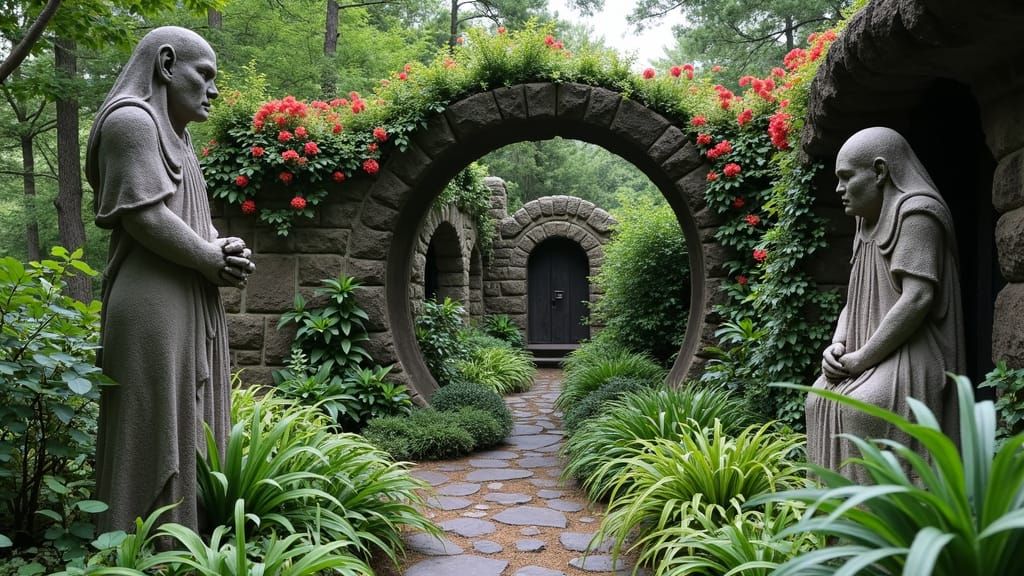 Mysterious Eastern European Pagan Garden with Ancient Idols...