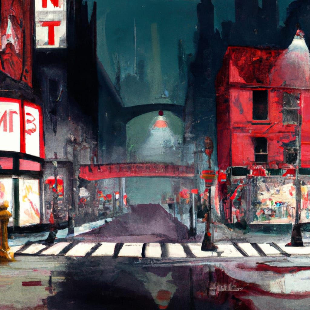 Rainy Asian City Street at Night