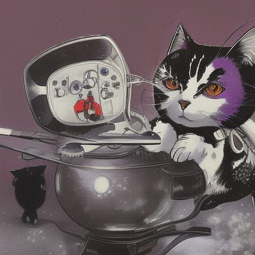 Biopunk Cat: Printmaking Meets Surrealism